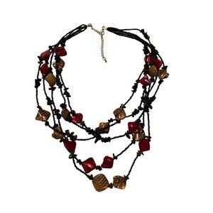 Multi Strand Bead and Stone Necklace